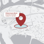 Fishermans Bend Primary School (interim name) placement on aerial black and white map of Fishermans Bend and South Melbourne